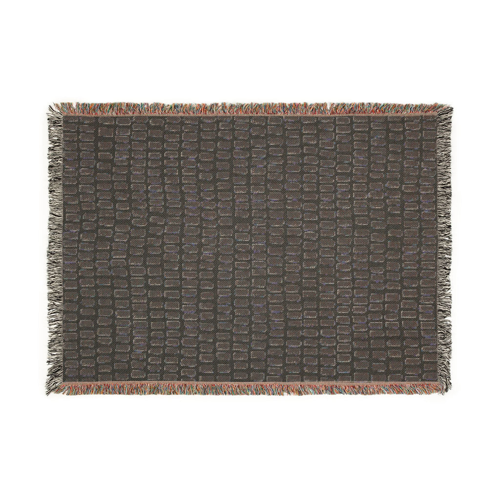 Updated Hand-Drawn Grid Texture Woven Blanket | Cream Background