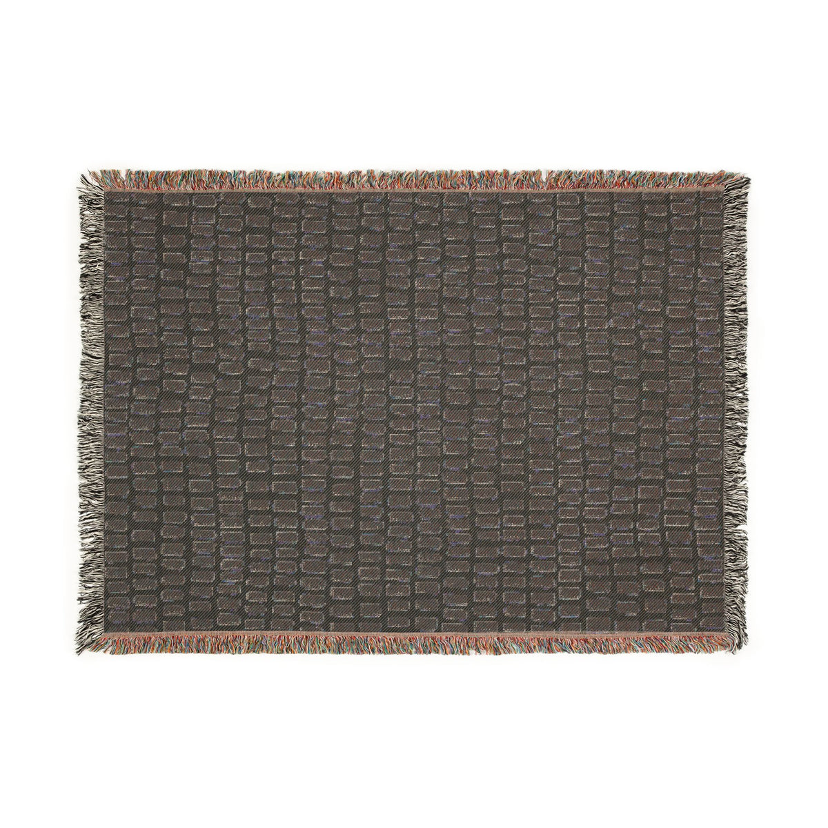 Updated Hand-Drawn Grid Texture Woven Blanket | Cream Background