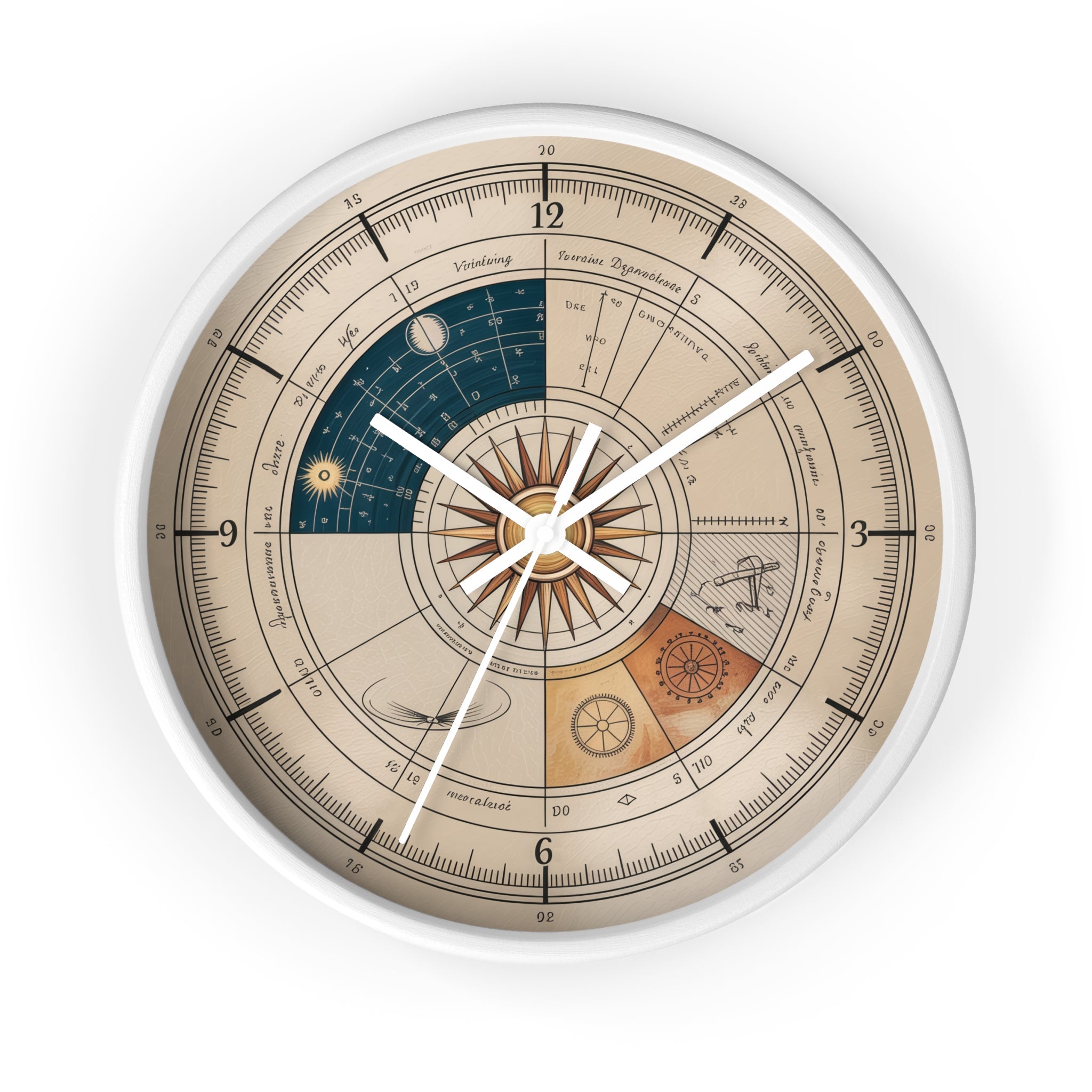 Leonardo da Vinci Chronometer Wall Clock | Renaissance Sketchbook Astronomy