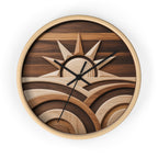 Geometric Sunrise Wall Clock | Marquetry-Style MCM Decor