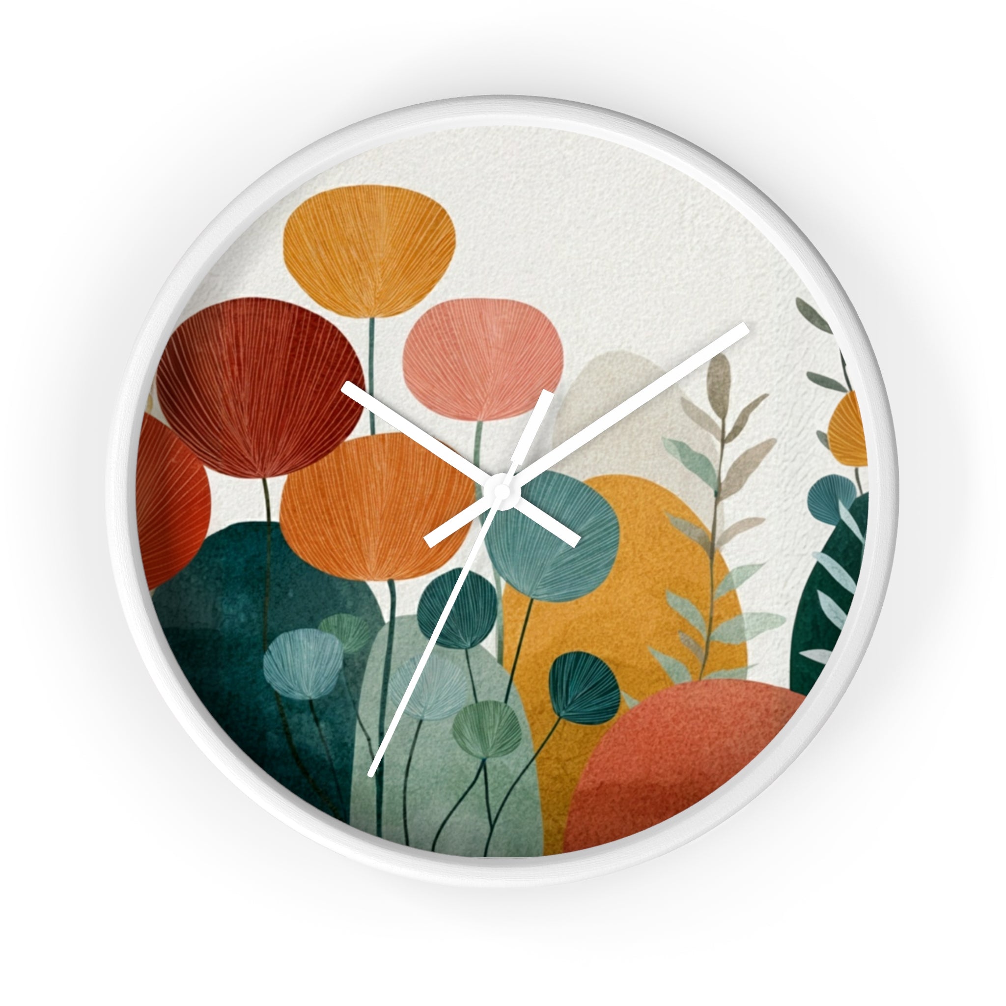 Mid Century Modern Clock |Botanical Modern Watercolor Florals