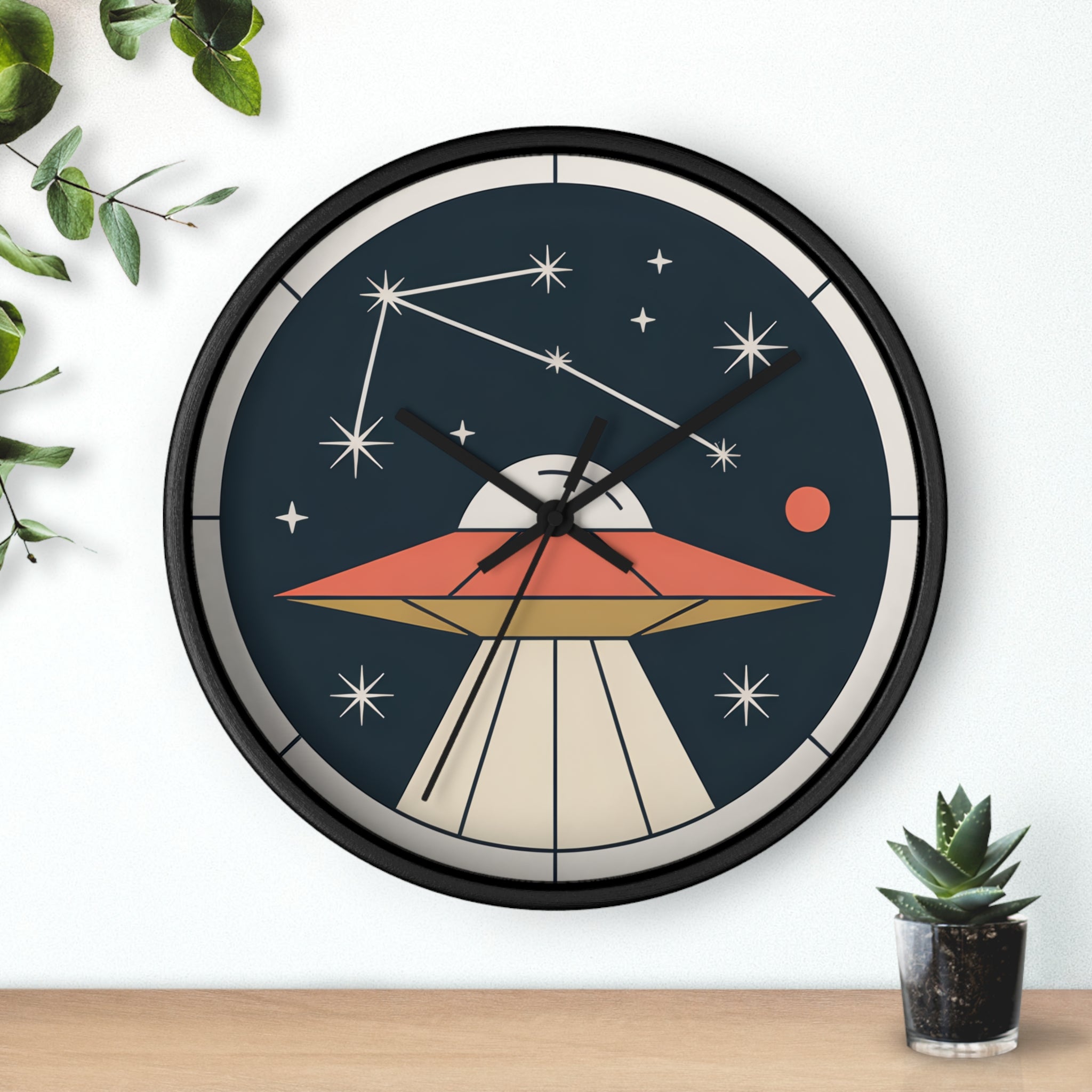 Mid Century Modern Clock, UFO Constellation Wall Clock, Minimal Space Age Decor, Atomic Star Diagram, Retro Sci Fi