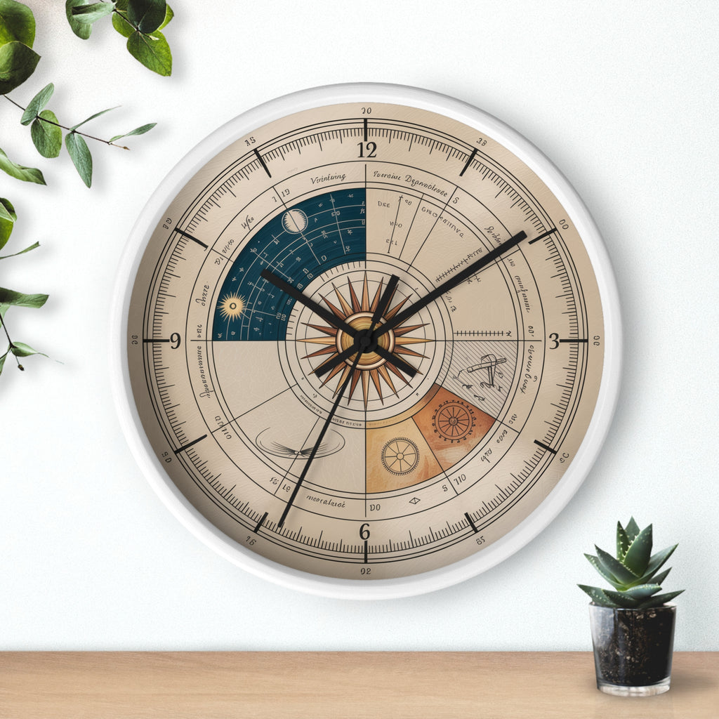 Leonardo da Vinci Chronometer Wall Clock | Renaissance Sketchbook Astronomy
