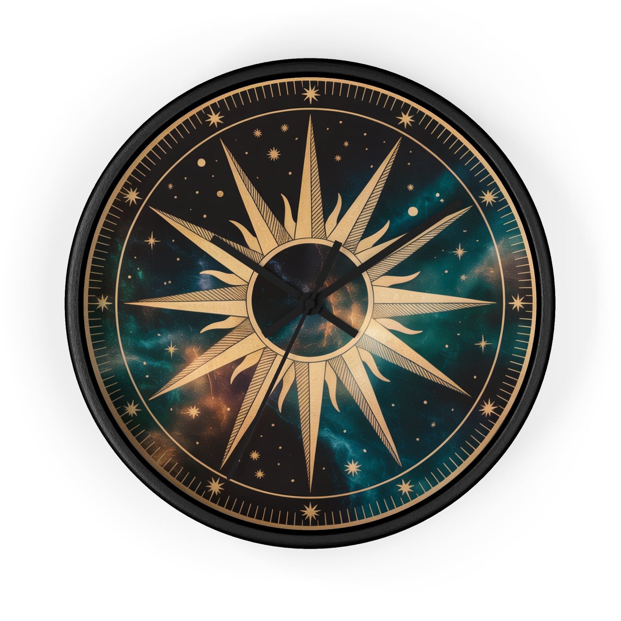 Gold Sunburst Celestial Wall Clock | Galaxy Vintage-Metallic