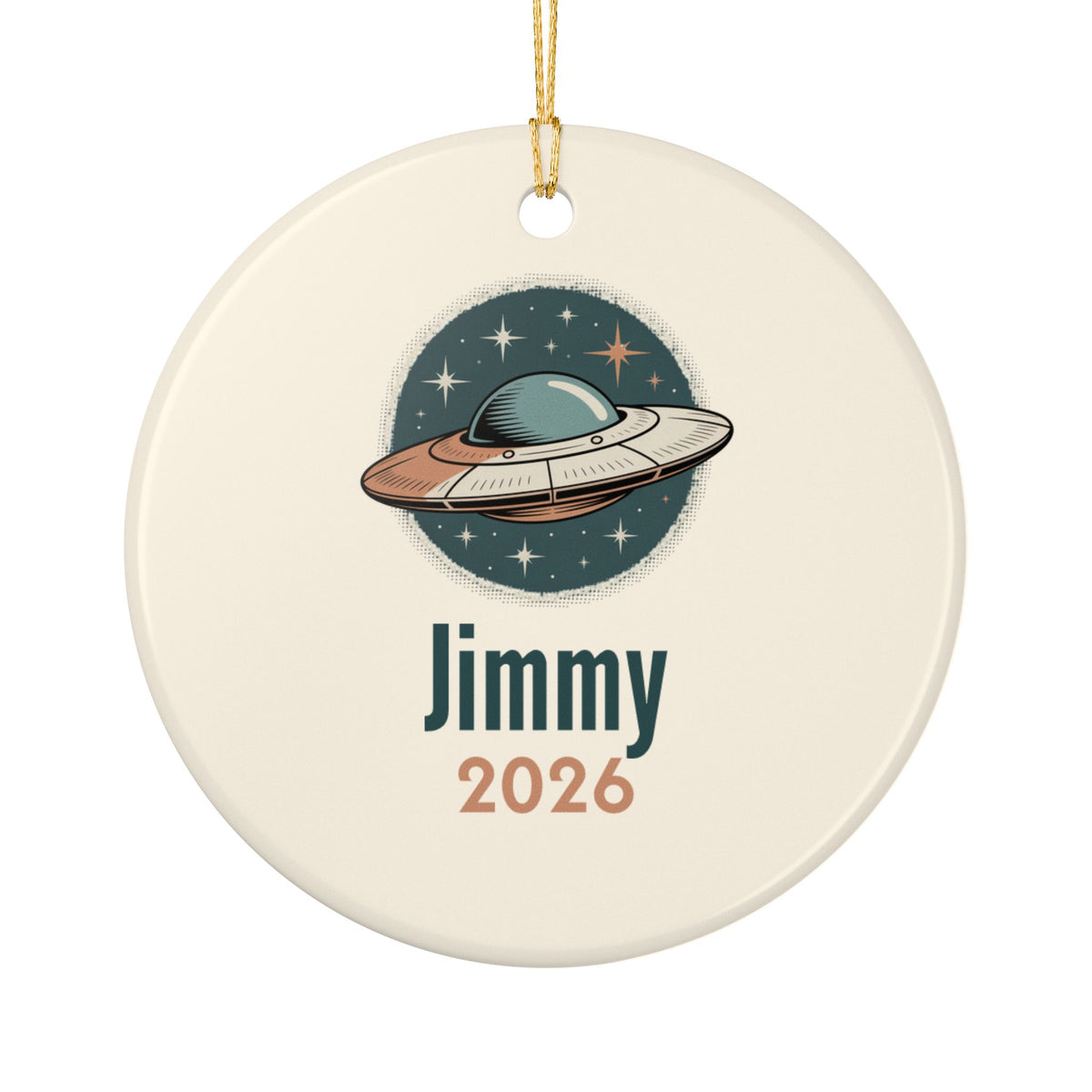 Retro UFO Ornament | Personalized Alien Keepsake