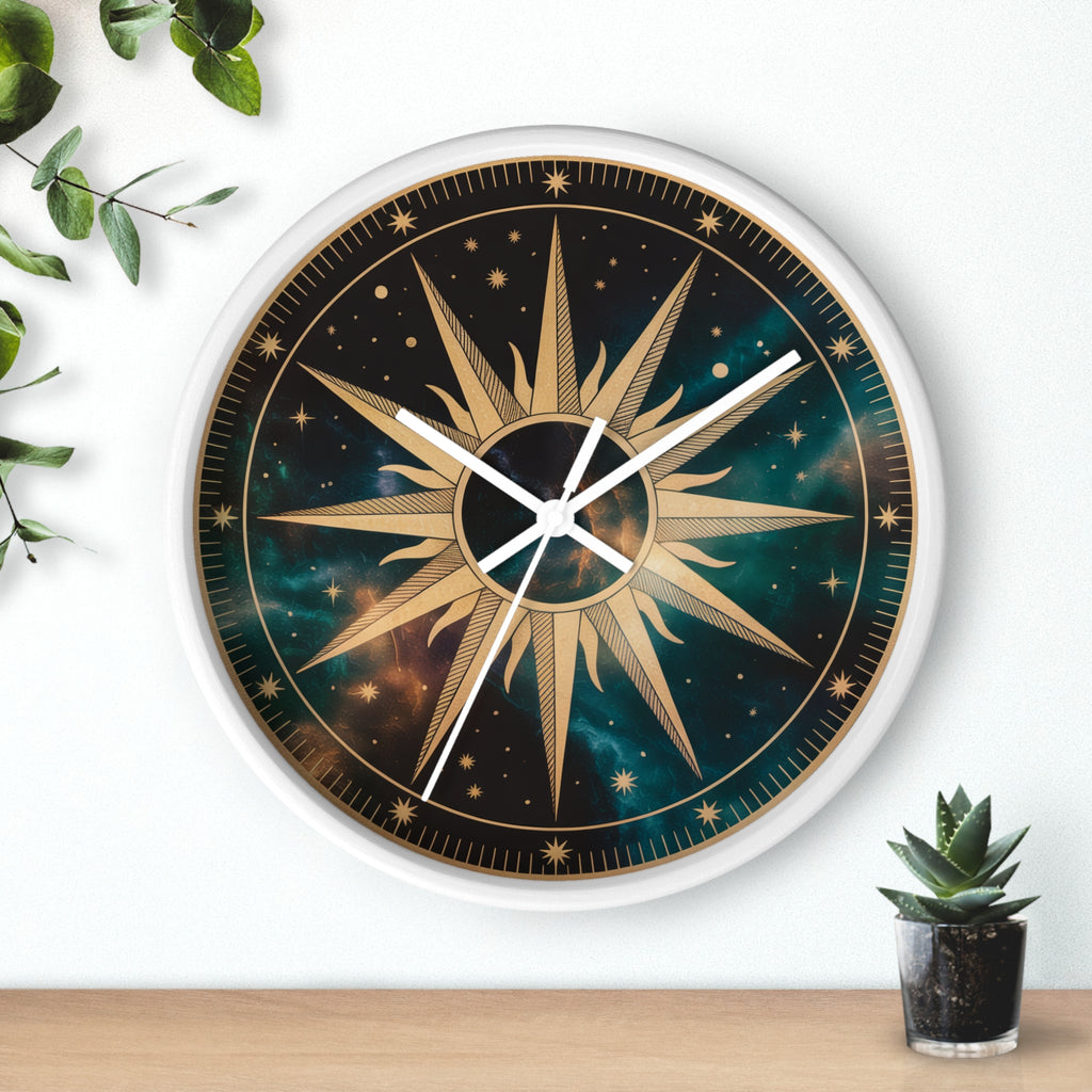 Gold Sunburst Celestial Wall Clock | Galaxy Vintage-Metallic