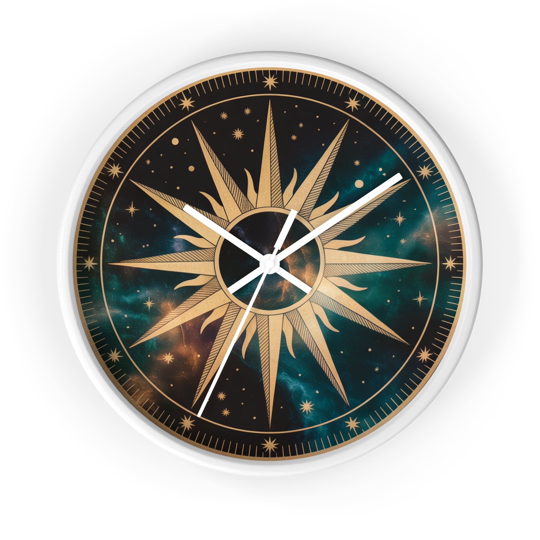 Gold Sunburst Celestial Wall Clock | Galaxy Vintage-Metallic