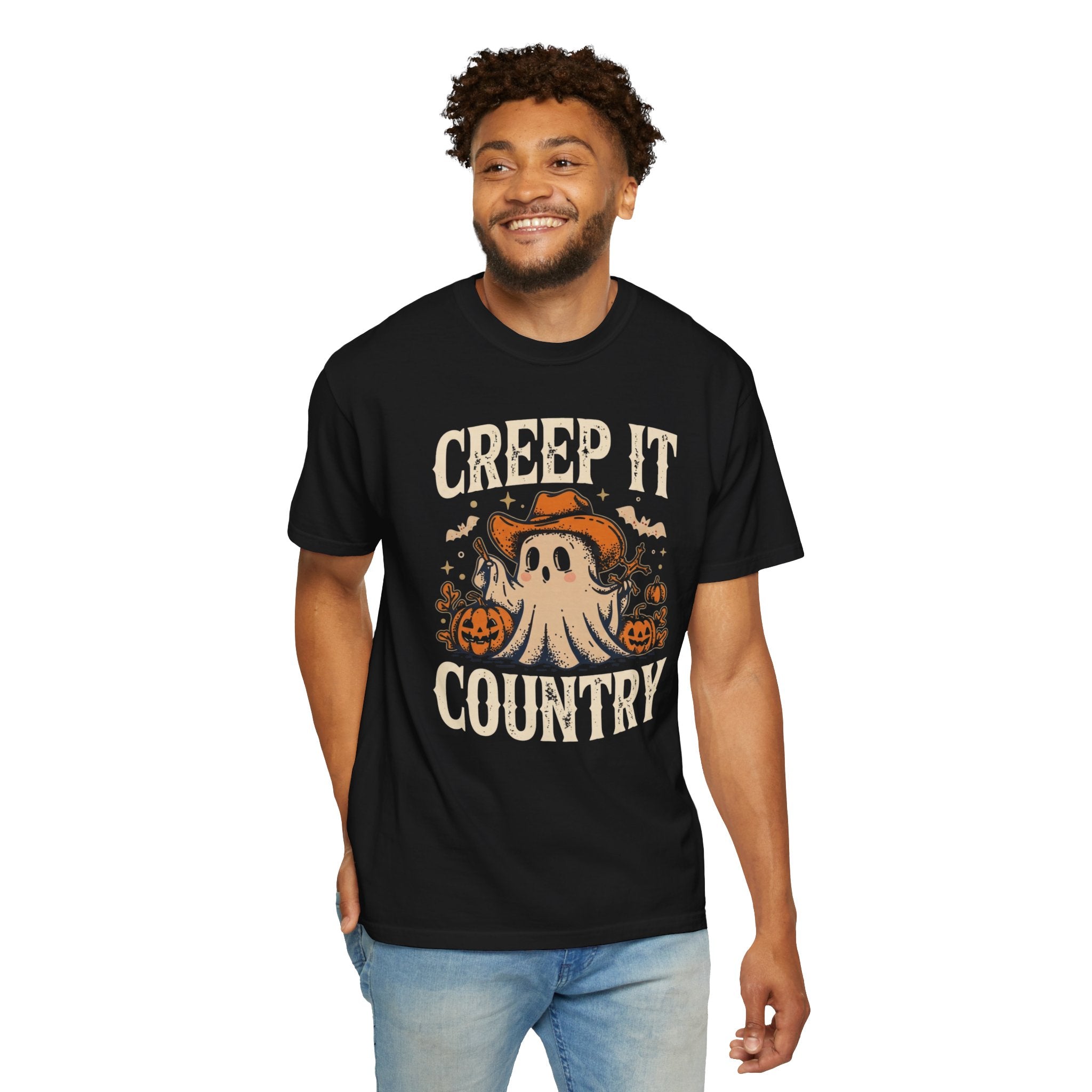 Creep It Country T-shirt | Halloween Ghost with Pumpkins