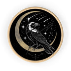 Raven Crescent Moon Wall Clock | Gothic Celestial Decor