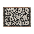 Black & Cream Oversized Poppy Woven Blanket | Floral Throw
