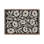 Black & Cream Oversized Poppy Woven Blanket | Floral Throw