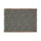 Dala Horse Woven Blanket | Blue Scandinavian Folk Throw