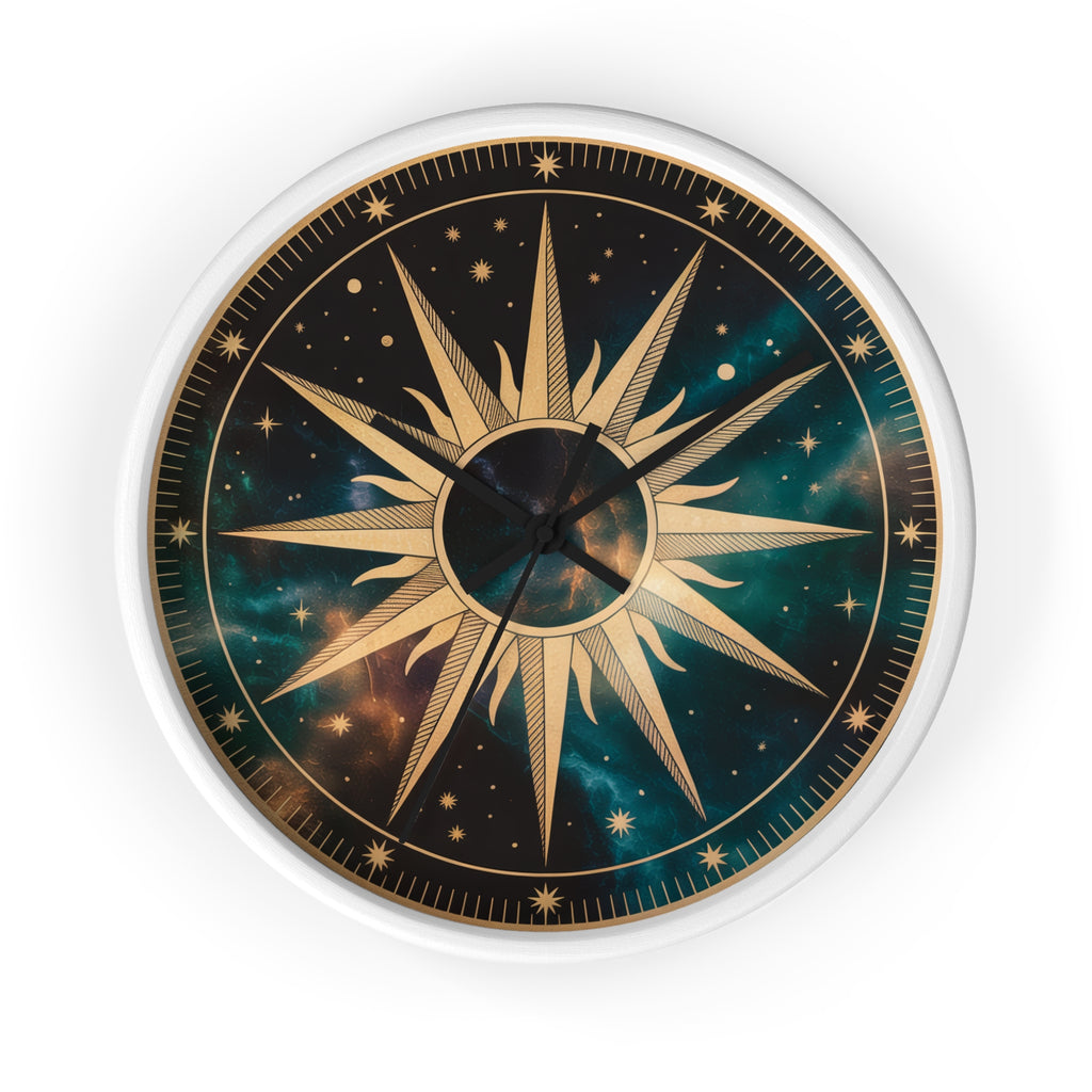 Gold Sunburst Celestial Wall Clock | Galaxy Vintage-Metallic