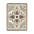 Boho Floral Medallion Woven Blanket | Southwestern Tile Pattern, Fringe Throw