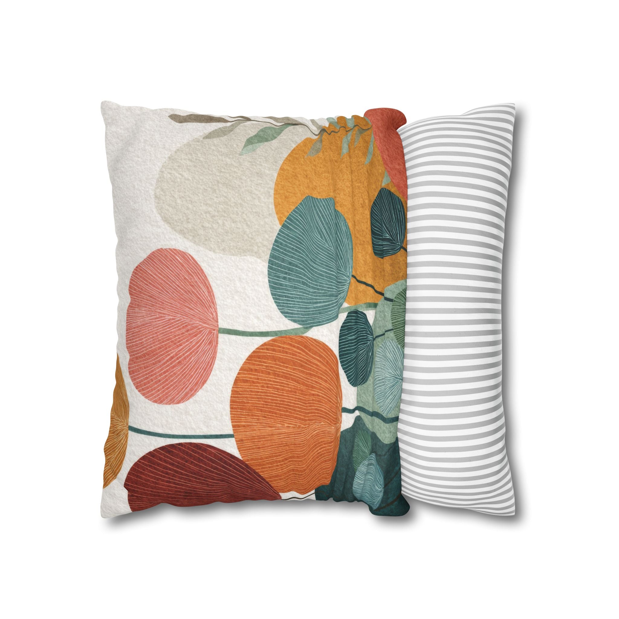 Copy of Mid-Century Watercolor Botanical Faux Suede Square Pillowcase