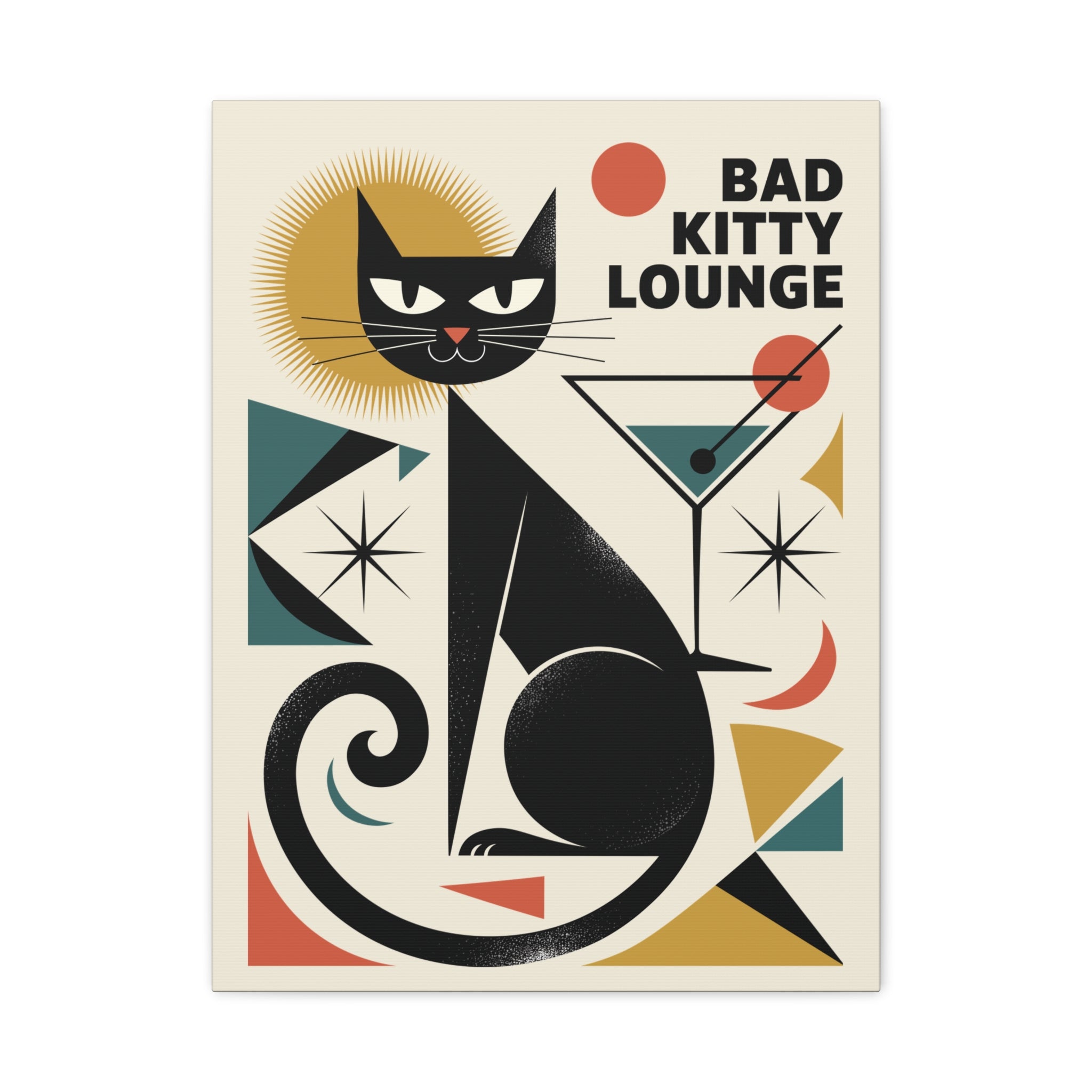 Art Deco Black Cat Martini Canvas | Bad Kitty