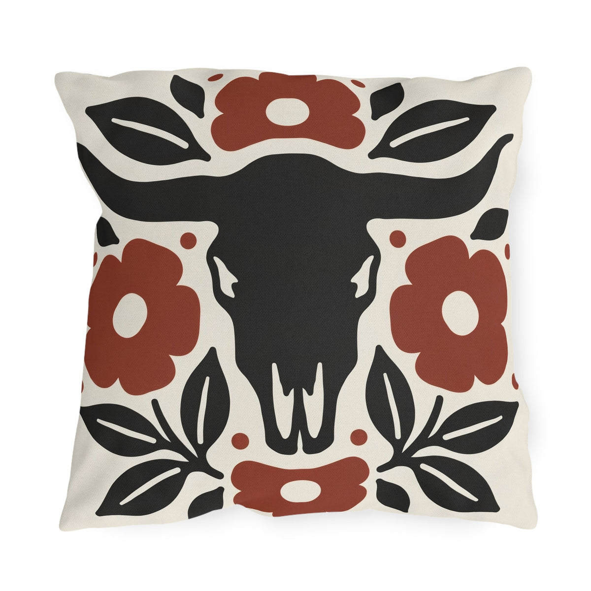 Longhorn Floral Outdoor Lumbar Pillow | Western Fall Decor