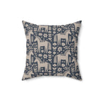 Scandinavian Folk Horse Throw Pillow | Blue Cream Decor