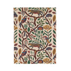 Botanical jaguar and bird plush blanket in a large size