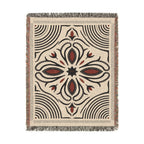 Boho Floral Medallion Woven Blanket | Southwestern Tile Pattern, Fringe Throw