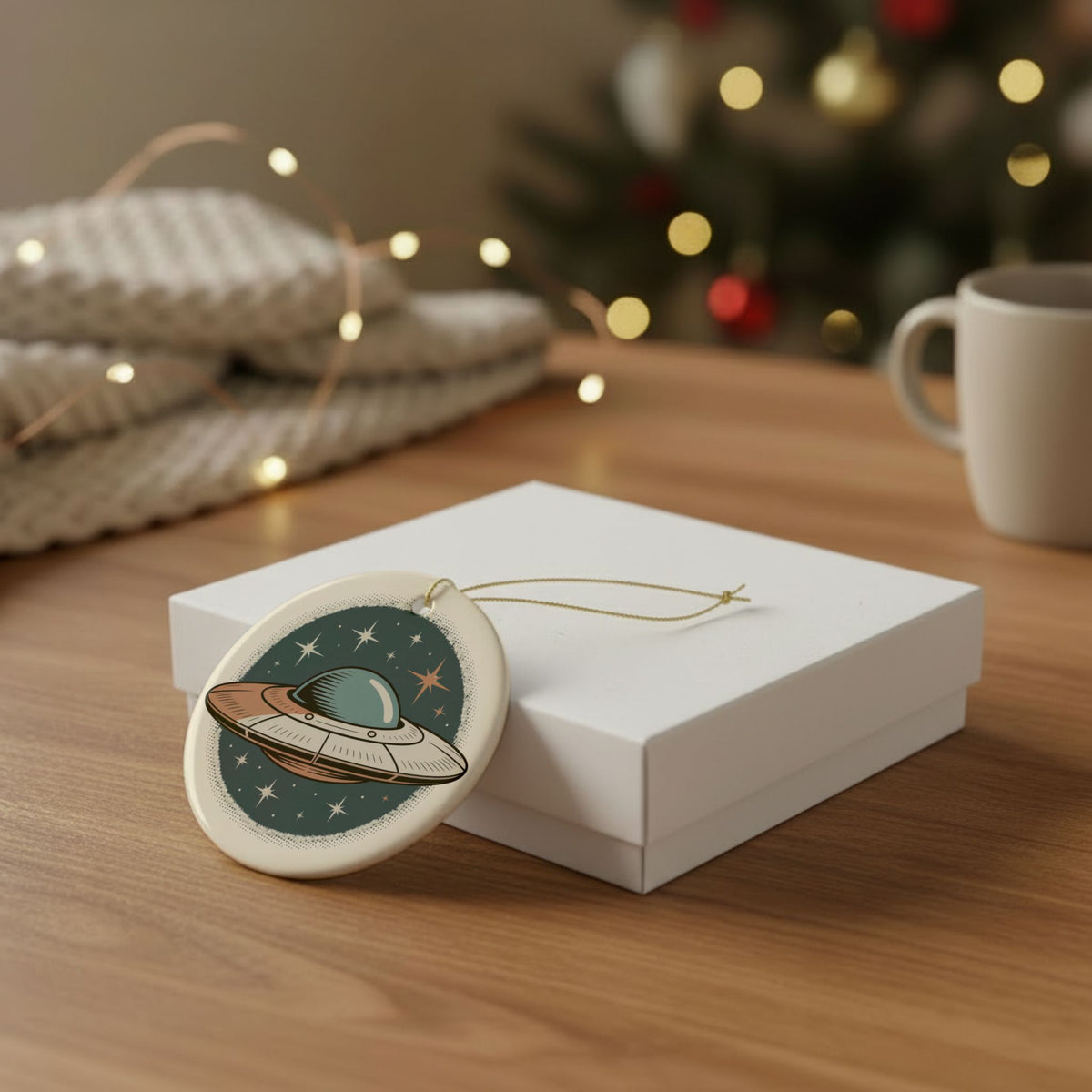 Retro UFO Ornament | Personalized Alien Keepsake