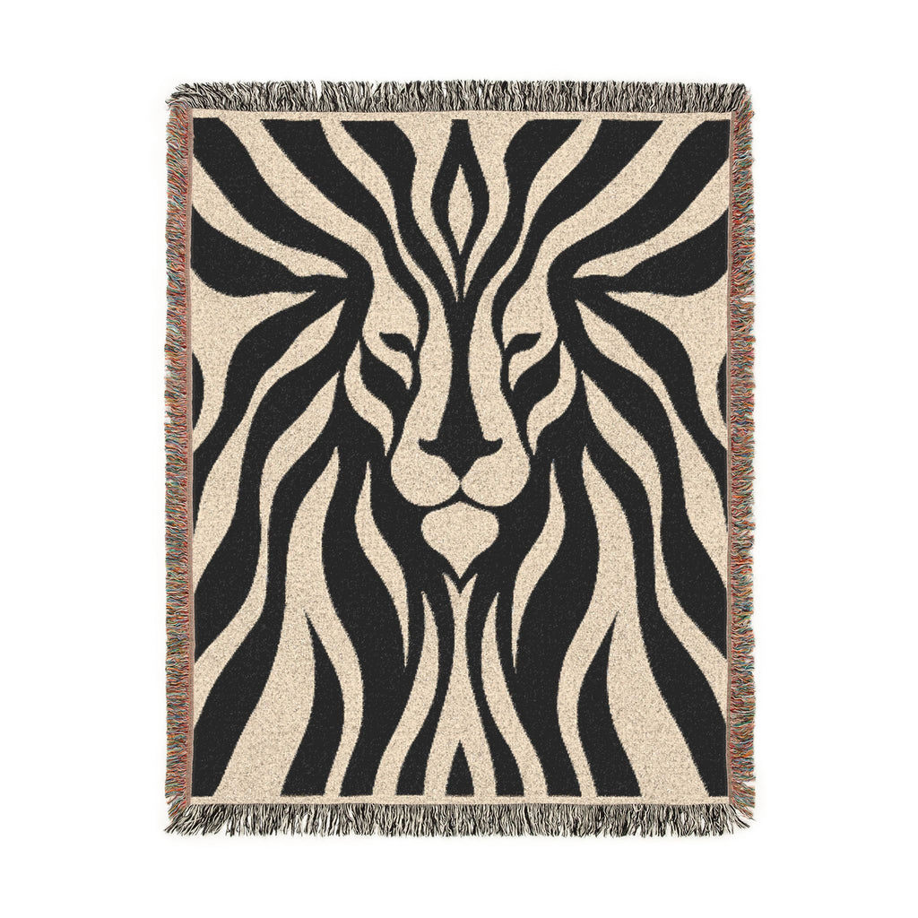Abstract Lion Woven Blanket | Animal Print Throw