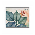 Abstract Leaf Desk Mat, Cubicle Decor, Blue Green Office Mouse Pad, Botanical Desk Accessory