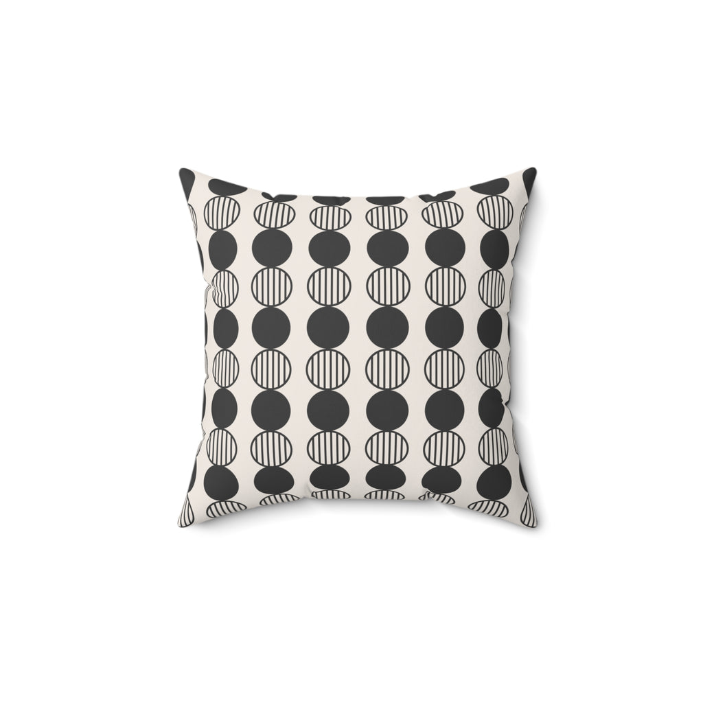 Mid-Century Modern Geometric Throw Pillow, Monochrome Circle Pattern, Modern Sofa Accent