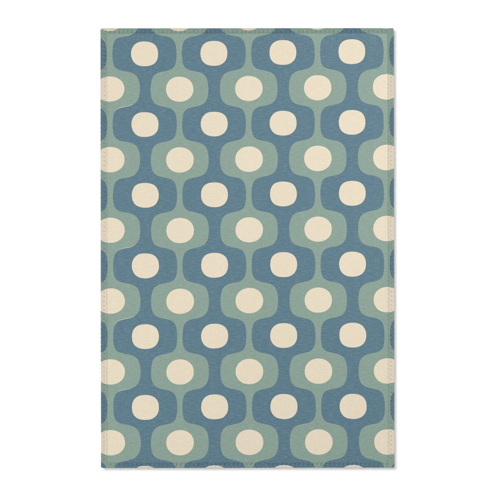Halo Mid-Century Geometry Area Rug | Blue Sage Cream Nursery Rug
