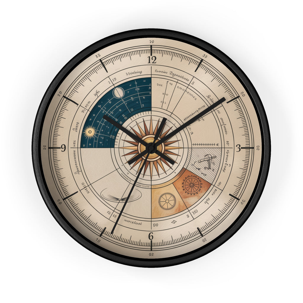 Leonardo da Vinci Chronometer Wall Clock | Renaissance Sketchbook Astronomy