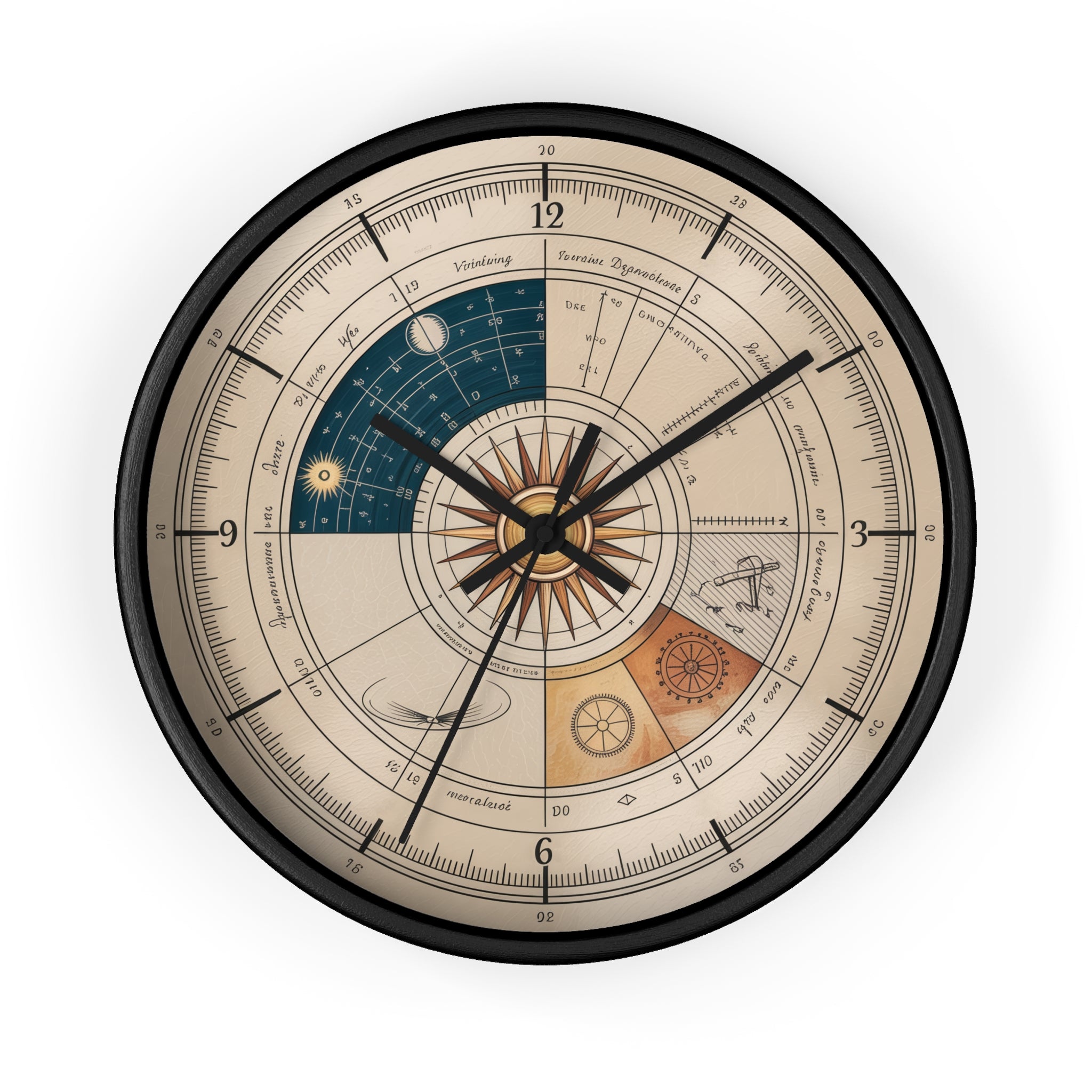 Leonardo da Vinci Chronometer Wall Clock | Renaissance Sketchbook Astronomy