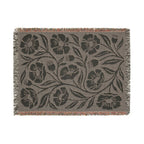 Botanical Floral Pattern Woven Blanket | Green Sage Cream Flower Throw