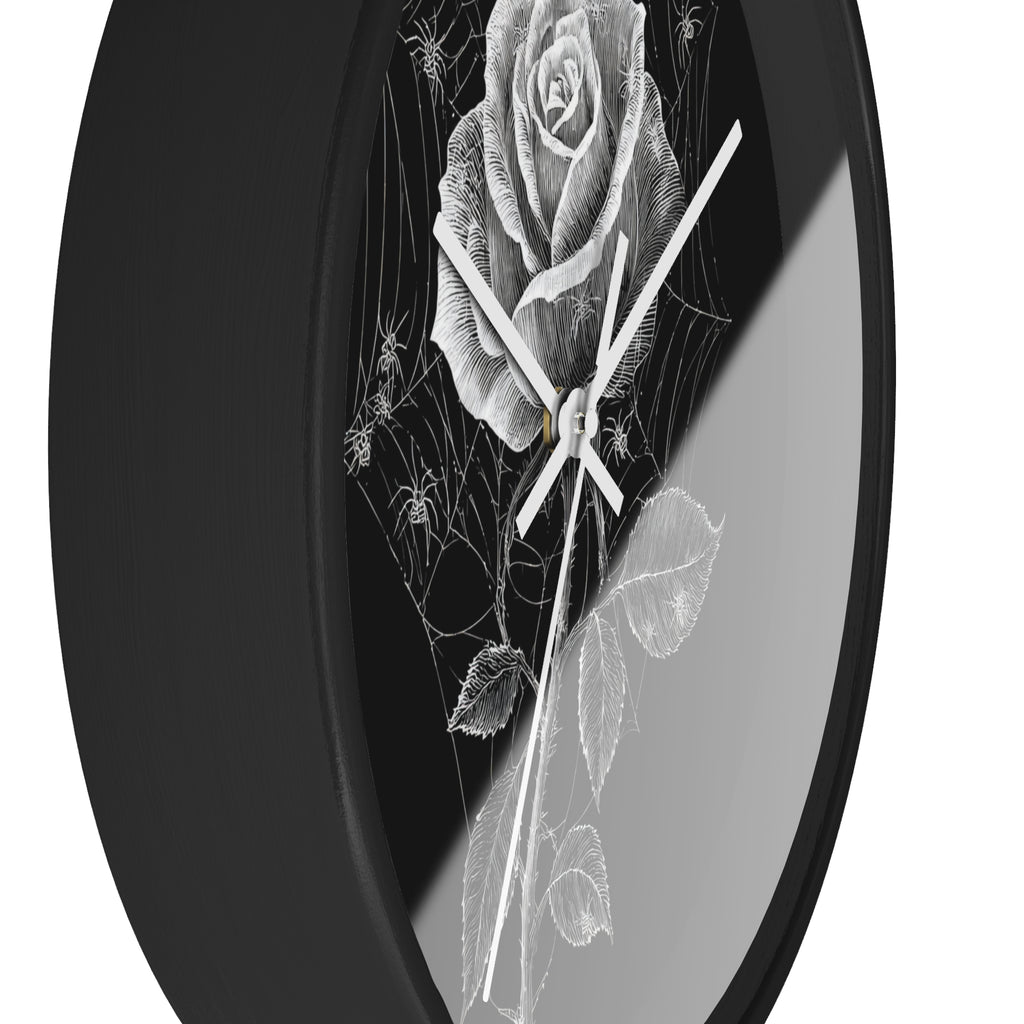 Gothic Rose Spiderweb Wall Clock | Victorian Dark Academia Decor