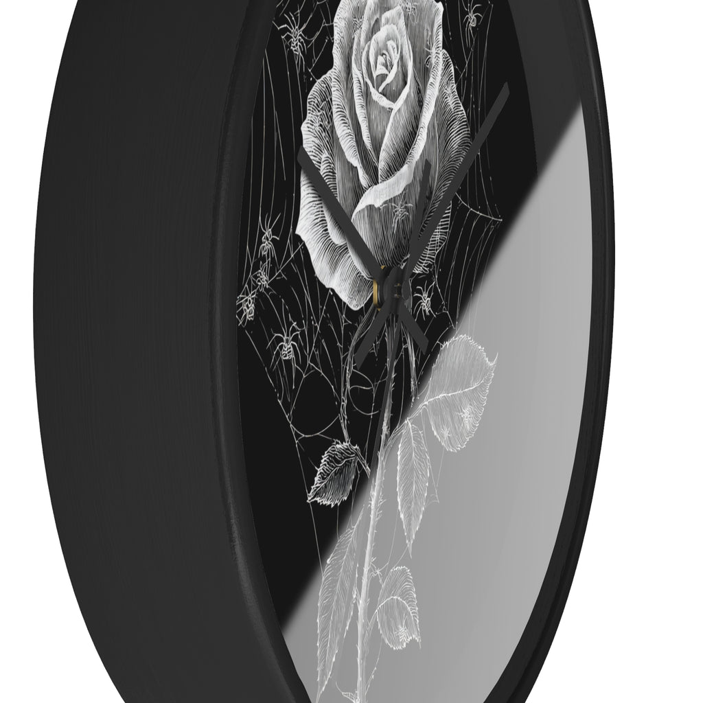 Gothic Rose Spiderweb Wall Clock | Victorian Dark Academia Decor