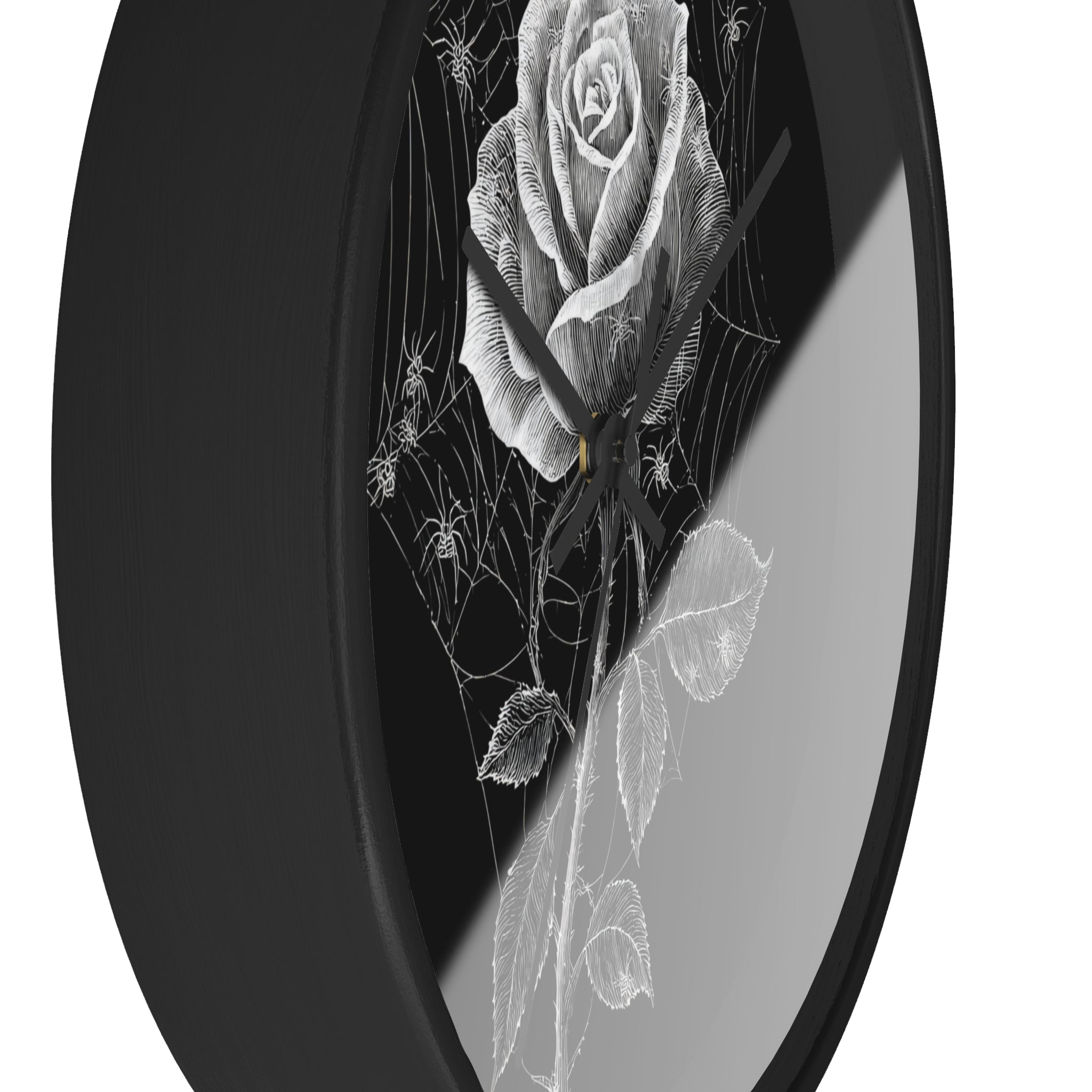 Gothic Rose Spiderweb Wall Clock | Victorian Dark Academia Decor