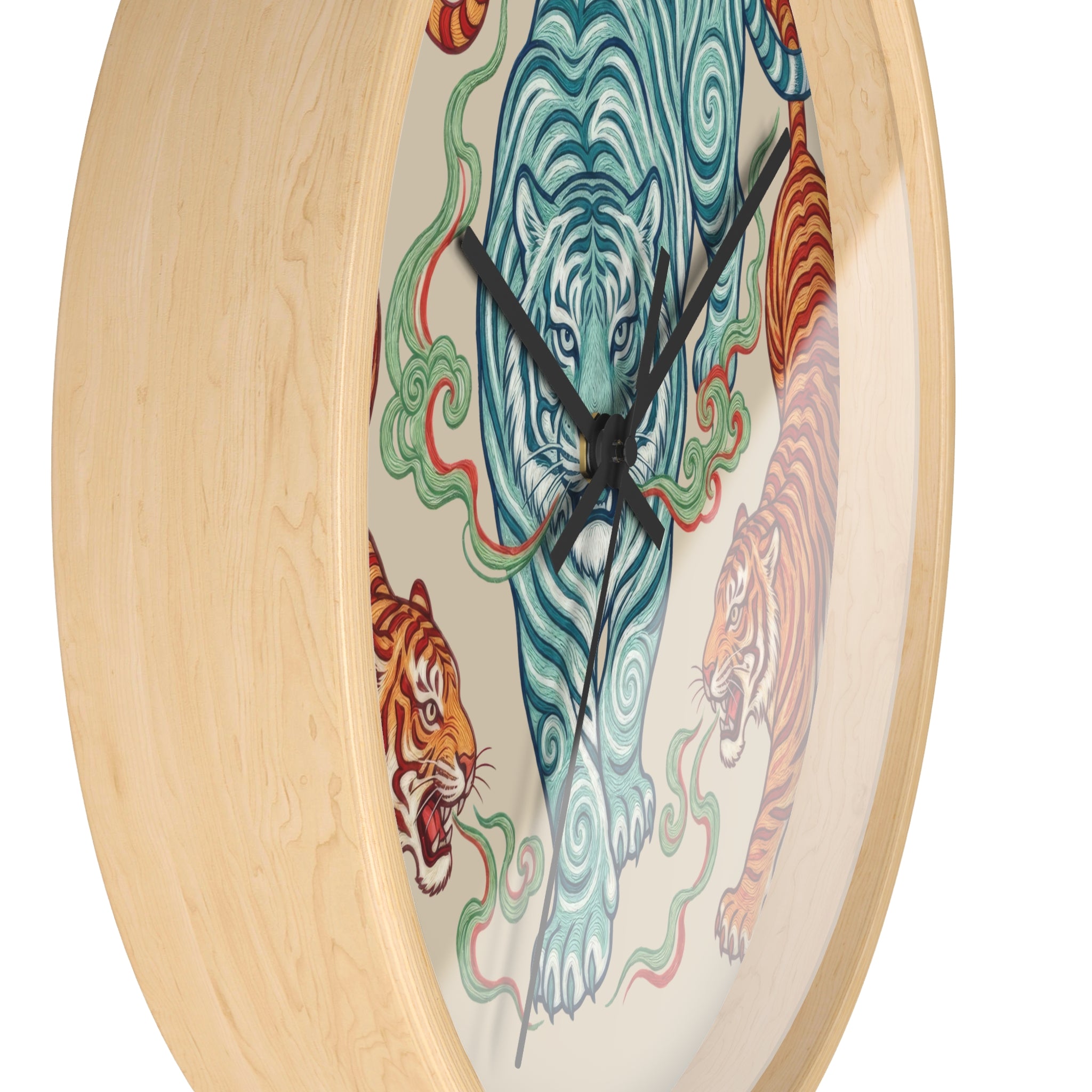 Chinoiserie Three Tigers Wall Clock | Mid Century Modern