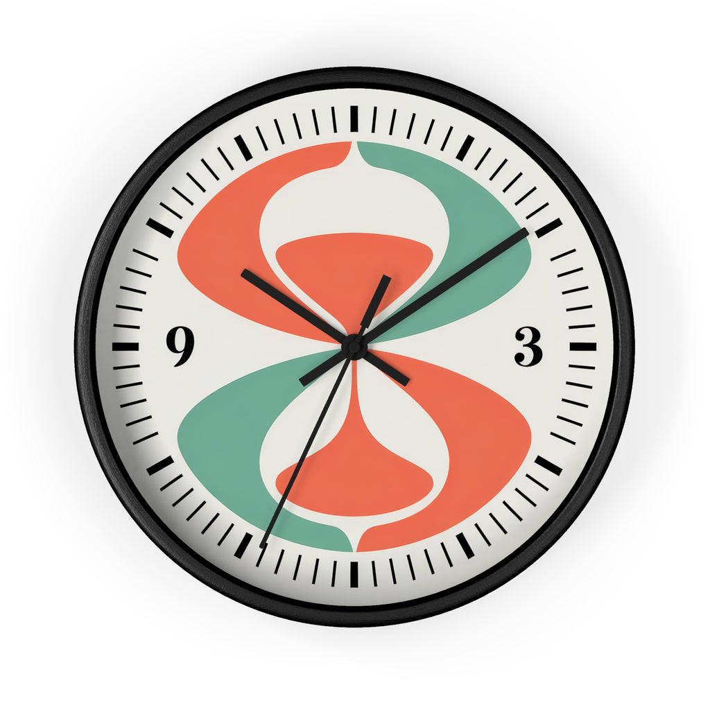 Mid Century Modern Clock | Atomic Retro Minimalist Abstract Hourglass Wall Clock
