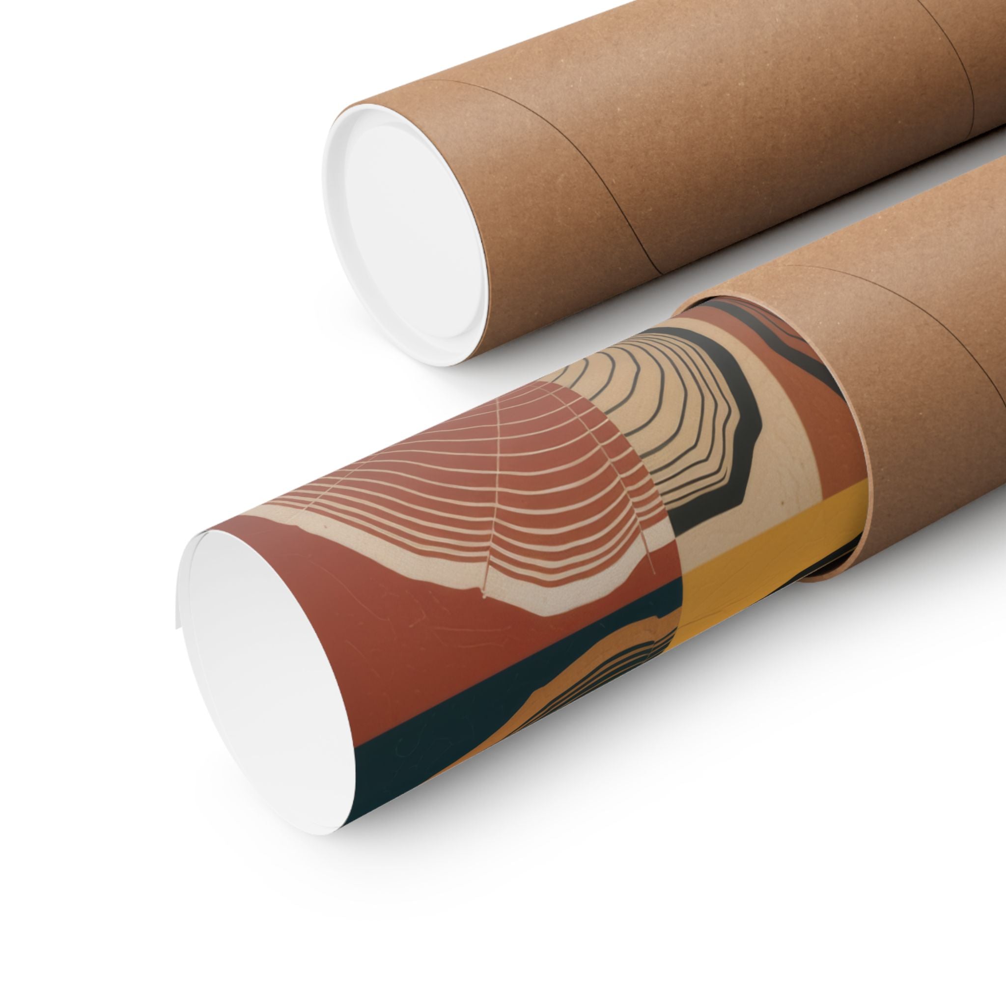 Tree Ring Abstract Art Print | Mid Century Modern Geometric Poster | Growth Rings Wall Art | Japandi Teal Mustard Retro Nature Decor