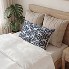 Scandinavian Dala Horse Pattern Cotton Pillow Sham | Navy Folk Art