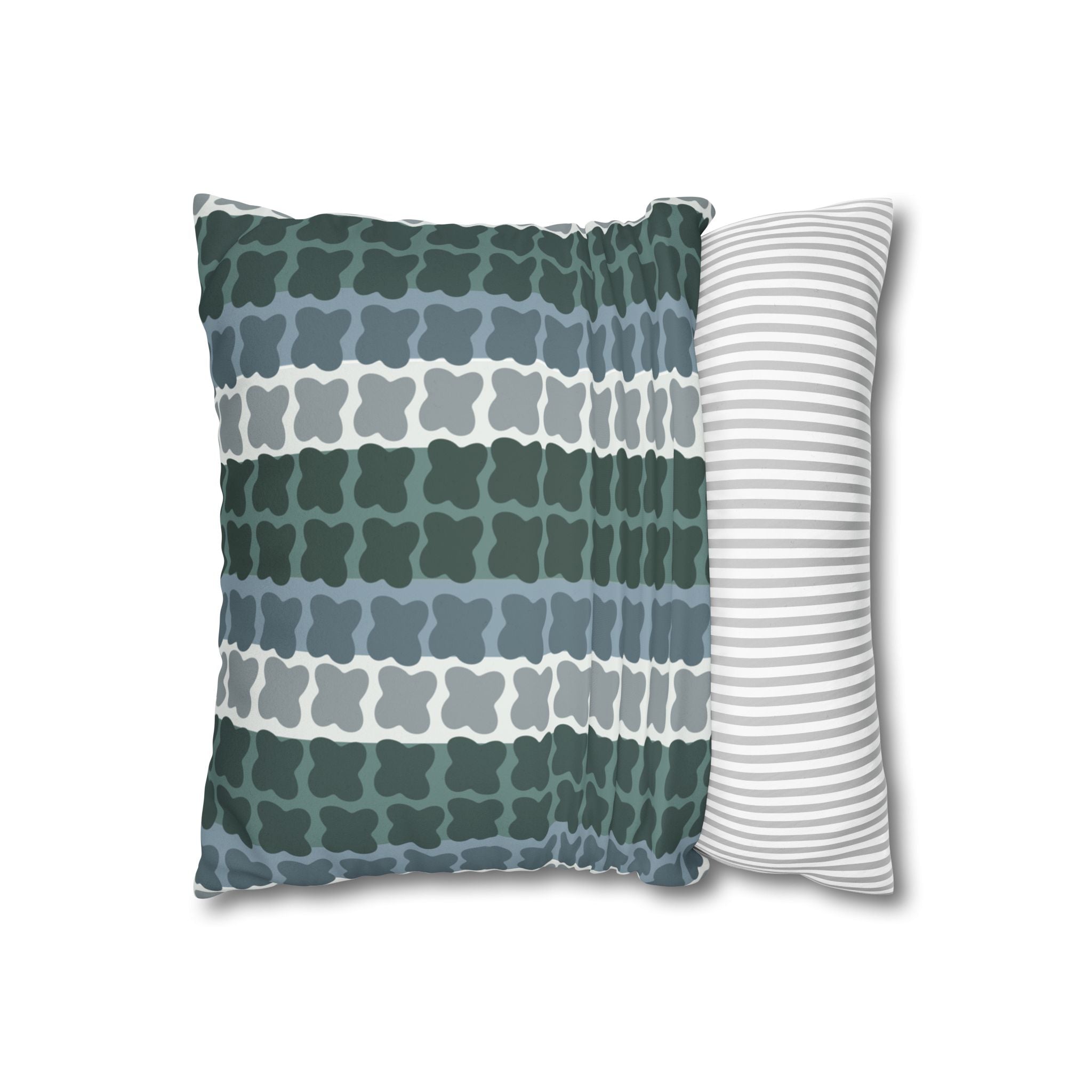 Mid Century Modern Geometric Pillow Cover | 1960s Inspired Retro Green Pattern | Faux Suede MCM Throw Pillow Cover