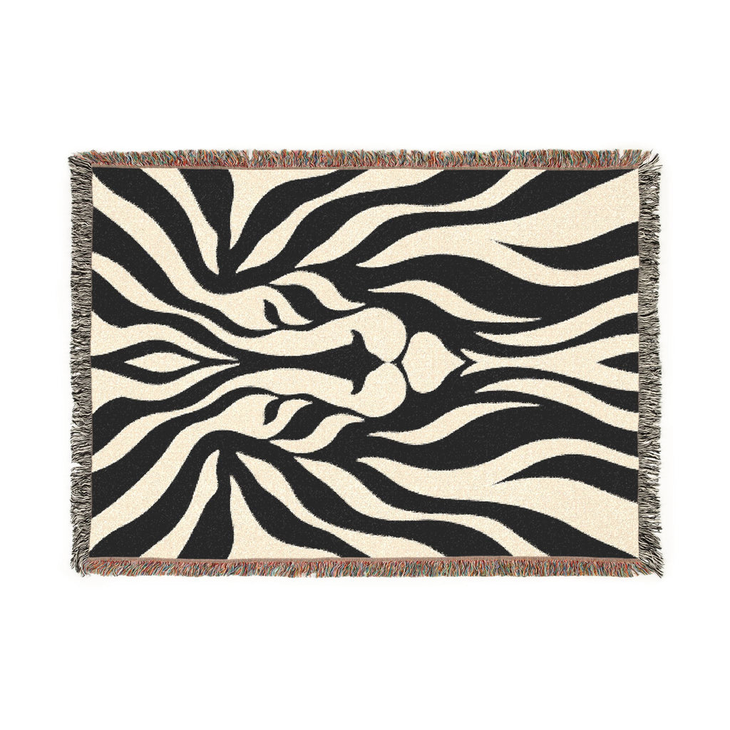 Abstract Lion Woven Blanket | Animal Print Throw