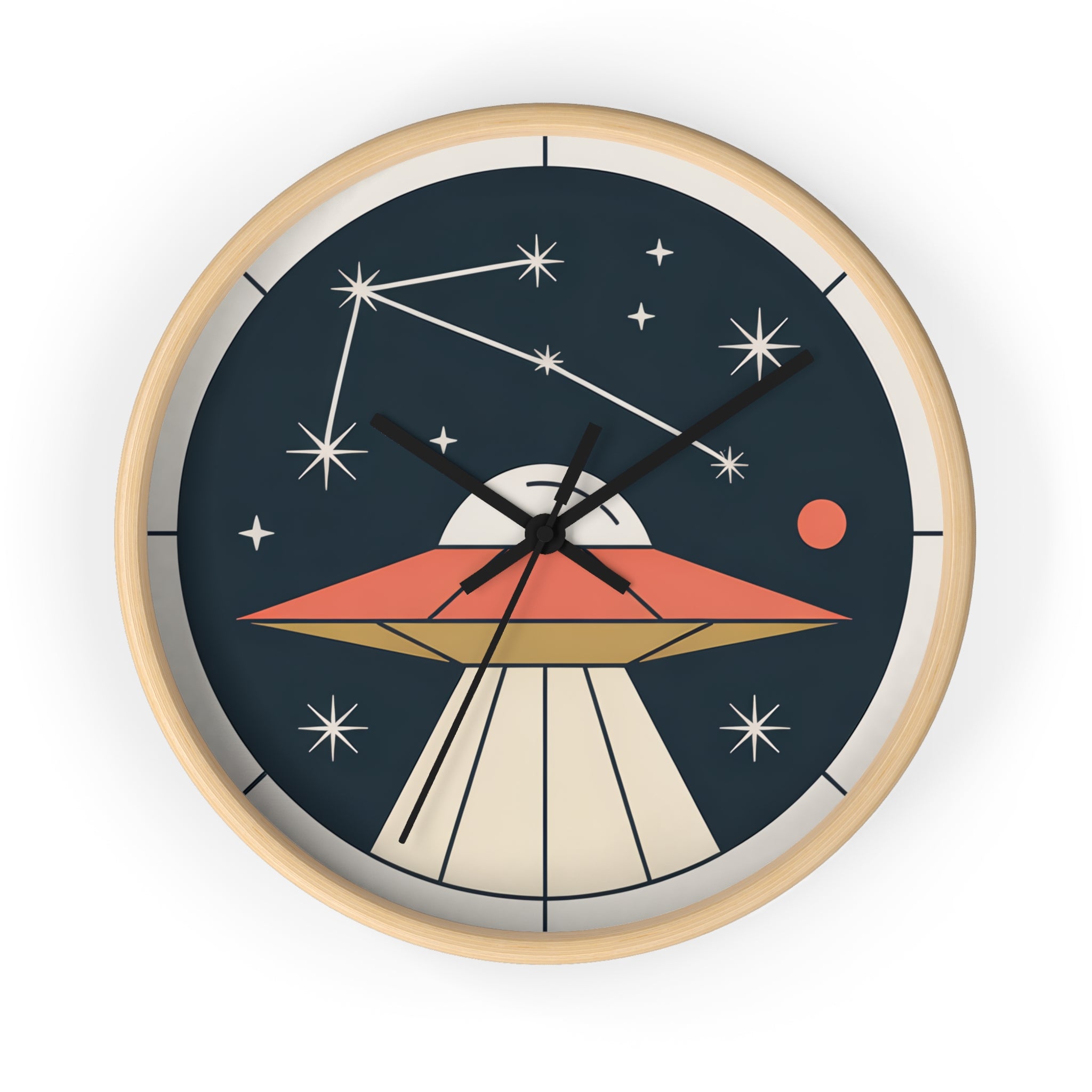 Mid Century Modern Clock, UFO Constellation Wall Clock, Minimal Space Age Decor, Atomic Star Diagram, Retro Sci Fi