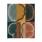 Tree Ring Abstract Poster | Teal Mustard Japandi Decor