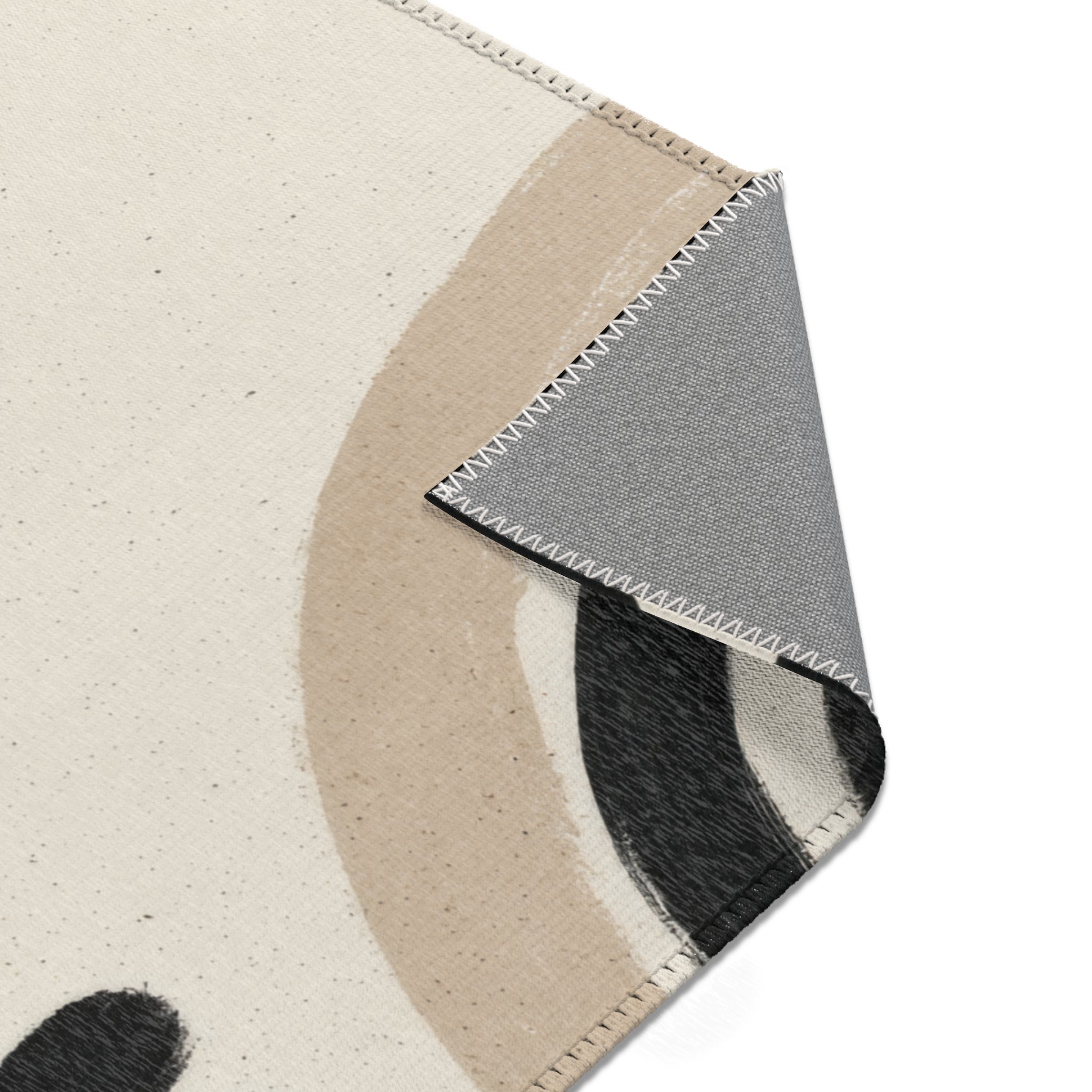 Hand-Drawn Arches MCM Area Rug | Modern Sun Dot Pattern, Neutral Tan Terracotta