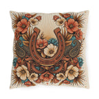 Horseshoe Floral Outdoor Pillow | Western Patio Decor