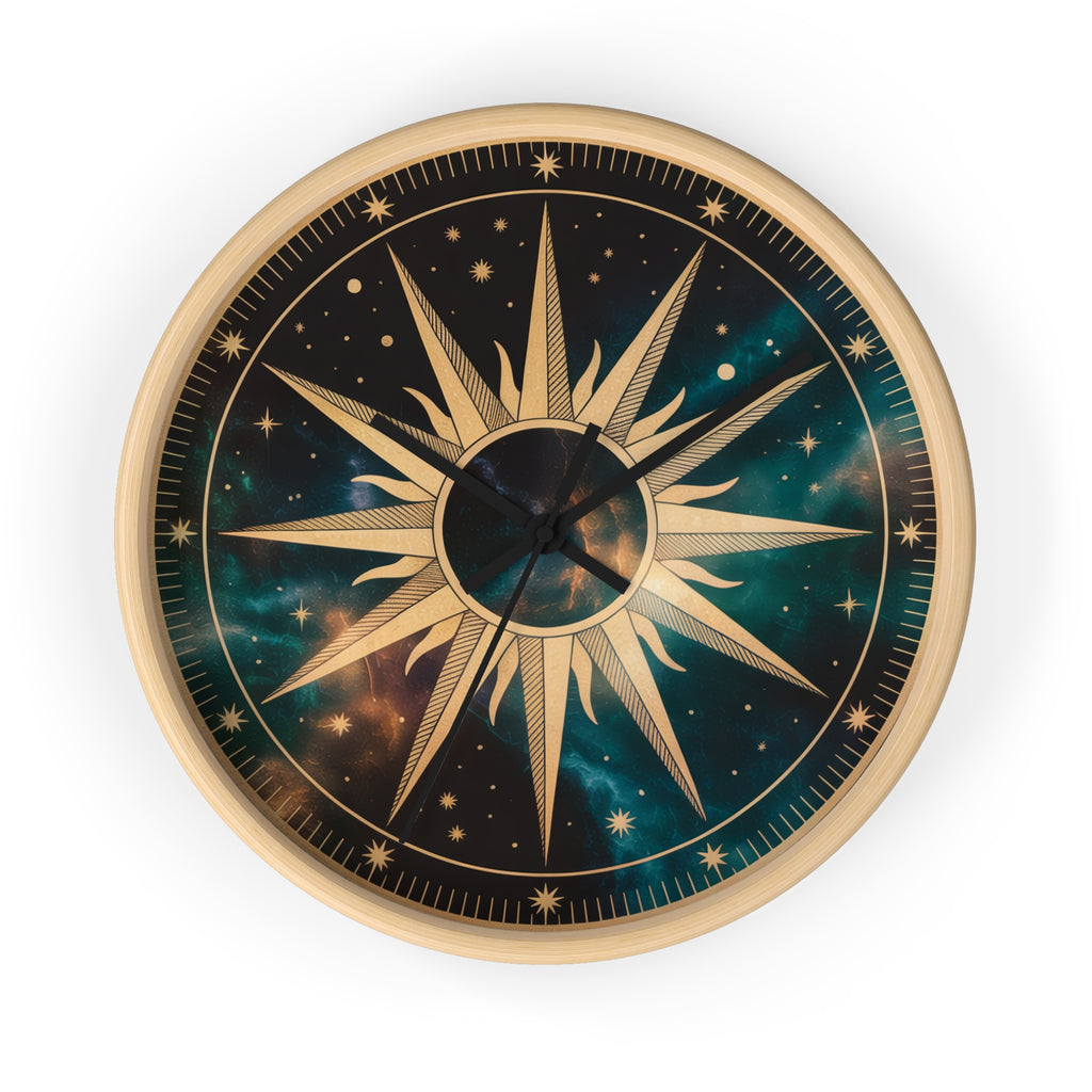 Gold Sunburst Celestial Wall Clock | Galaxy Vintage-Metallic