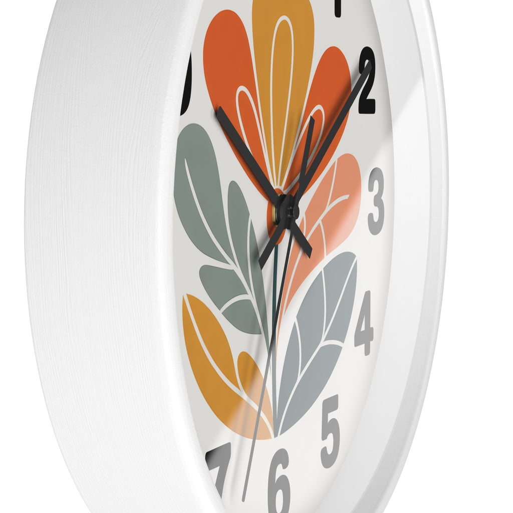 Mid-Century Graphic Flower Wall Clock | Scandinavian Retro Floral Clock