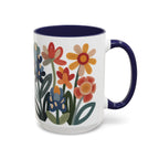 Retro Floral Accent Mug | Colorful Botanical Coffee Cup