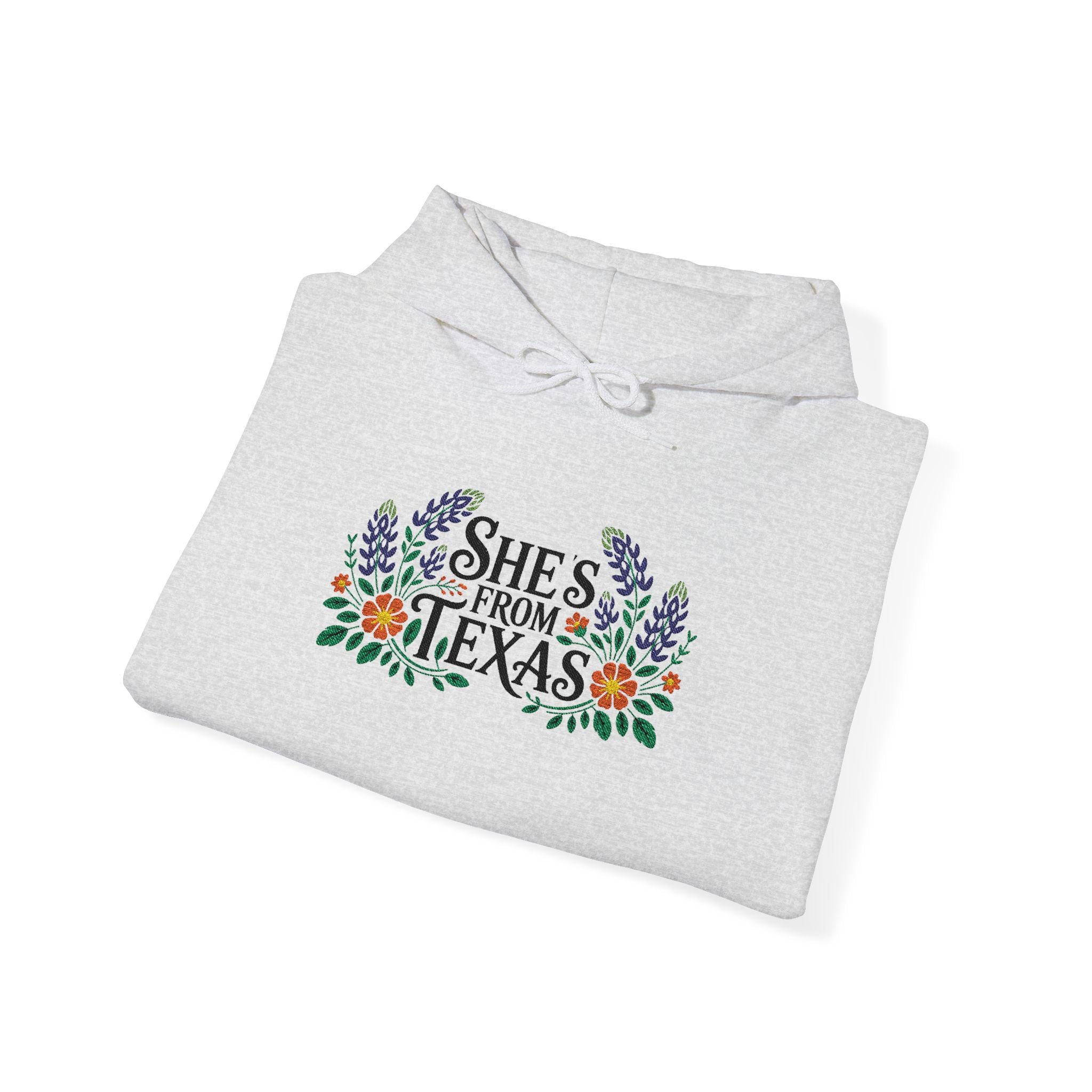 Embroidered Texas Hoodie, Shes From Texas Sweatshirt, Bluebonnet Floral Hoodie, Personalized Initial Sleeve Hoodie, Mothers Day Gift