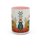 Mid-Century Boho Floral Accent Mug | Abstract Botanical Coffee Cup
